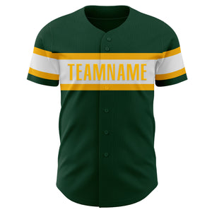 Custom Green White-Gold Authentic Baseball Jersey