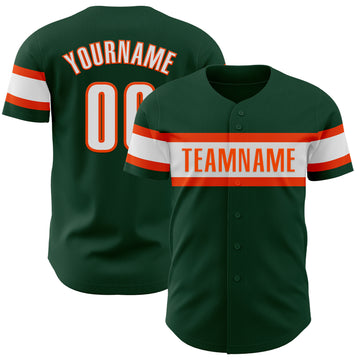 Custom Green White-Orange Authentic Baseball Jersey