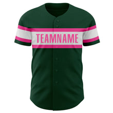 Load image into Gallery viewer, Custom Green White-Pink Authentic Baseball Jersey
