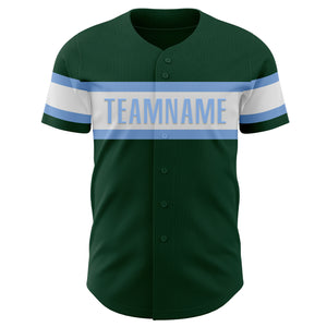 Custom Green White-Light Blue Authentic Baseball Jersey