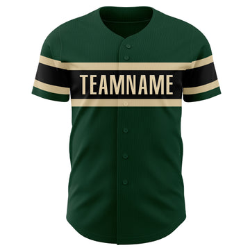 Custom Green Cream-Black Authentic Baseball Jersey