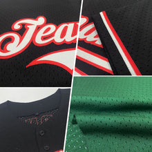 Load image into Gallery viewer, Custom Green Red-White Mesh Authentic Throwback Baseball Jersey
