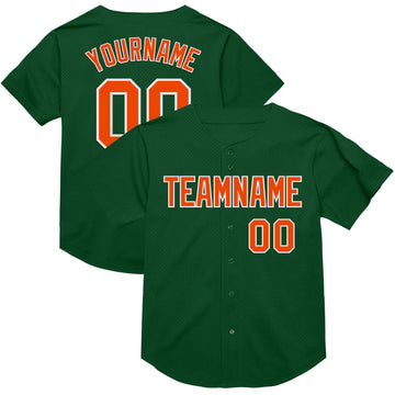 Custom Green Orange-White Mesh Authentic Throwback Baseball Jersey