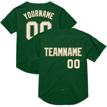 Load image into Gallery viewer, Custom Green White-Old Gold Mesh Authentic Throwback Baseball Jersey
