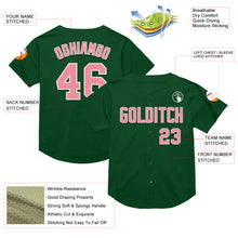 Load image into Gallery viewer, Custom Green Medium Pink-White Mesh Authentic Throwback Baseball Jersey
