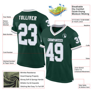 Custom Green White-Gray Mesh Authentic Throwback Football Jersey