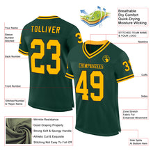 Load image into Gallery viewer, Custom Green Gold-Black Mesh Authentic Throwback Football Jersey
