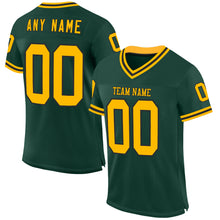 Load image into Gallery viewer, Custom Green Gold-Black Mesh Authentic Throwback Football Jersey
