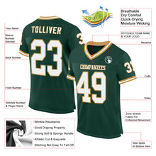 Load image into Gallery viewer, Custom Green White-Old Gold Mesh Authentic Throwback Football Jersey
