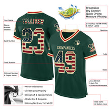 Load image into Gallery viewer, Custom Green Vintage USA Flag Cream-Red Mesh Authentic Throwback Football Jersey
