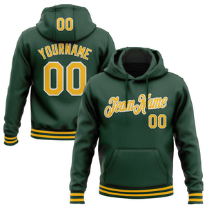 Custom Stitched Green Gold-White Sports Pullover Sweatshirt Hoodie