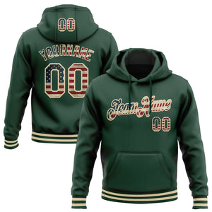 Custom Stitched Green Vintage USA Flag-Cream Sports Pullover Sweatshirt Hoodie