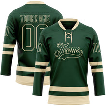 Load image into Gallery viewer, Custom Green Cream Hockey Lace Neck Jersey
