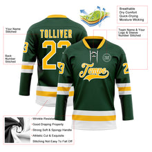 Load image into Gallery viewer, Custom Green Gold-White Hockey Lace Neck Jersey
