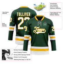 Load image into Gallery viewer, Custom Green White-Gold Hockey Lace Neck Jersey
