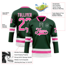 Load image into Gallery viewer, Custom Green Pink-White Hockey Lace Neck Jersey
