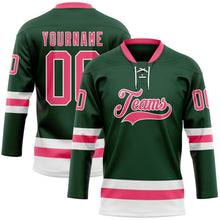 Load image into Gallery viewer, Custom Green Neon Pink-White Hockey Lace Neck Jersey
