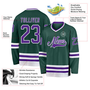 Custom Green Purple-White Hockey Jersey