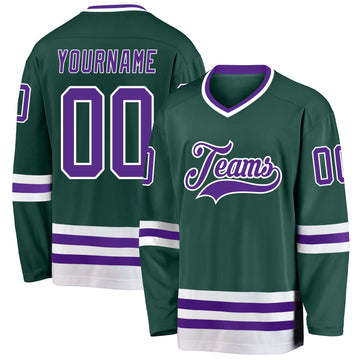 Custom Green Purple-White Hockey Jersey