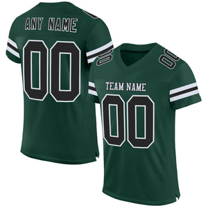 Custom Green Black-White Mesh Authentic Football Jersey