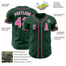 Load image into Gallery viewer, Custom Green Pink-White Authentic Baseball Jersey
