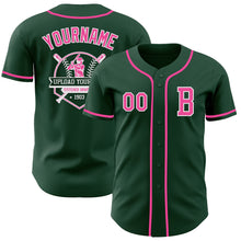 Load image into Gallery viewer, Custom Green Pink-White Authentic Baseball Jersey
