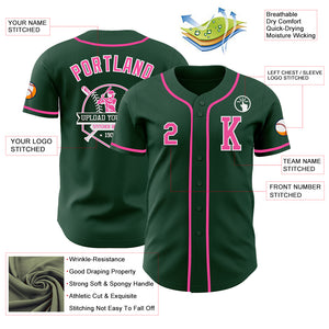 Custom Green Pink-White Authentic Baseball Jersey