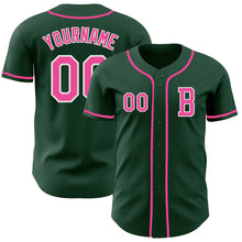 Load image into Gallery viewer, Custom Green Pink-White Authentic Baseball Jersey
