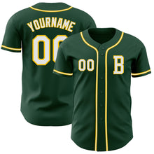 Load image into Gallery viewer, Custom Green White-Yellow Authentic Baseball Jersey
