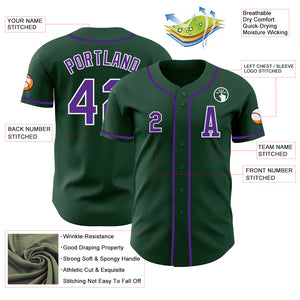 Custom Green Purple-White Authentic Baseball Jersey