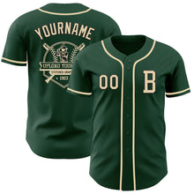 Load image into Gallery viewer, Custom Green Cream-Black Authentic Baseball Jersey
