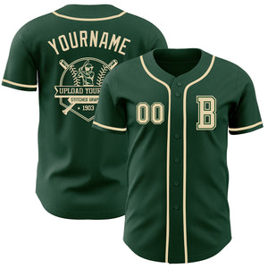 Custom Green Cream Authentic Baseball Jersey