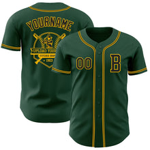 Load image into Gallery viewer, Custom Green Black-Gold Authentic Baseball Jersey
