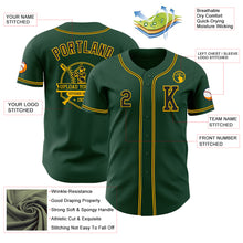 Load image into Gallery viewer, Custom Green Black-Gold Authentic Baseball Jersey
