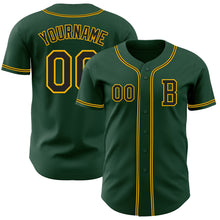 Load image into Gallery viewer, Custom Green Black-Gold Authentic Baseball Jersey
