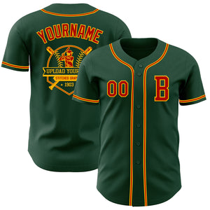 Custom Green Red-Gold Authentic Baseball Jersey