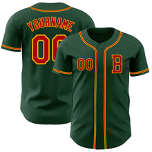 Load image into Gallery viewer, Custom Green Red-Gold Authentic Baseball Jersey
