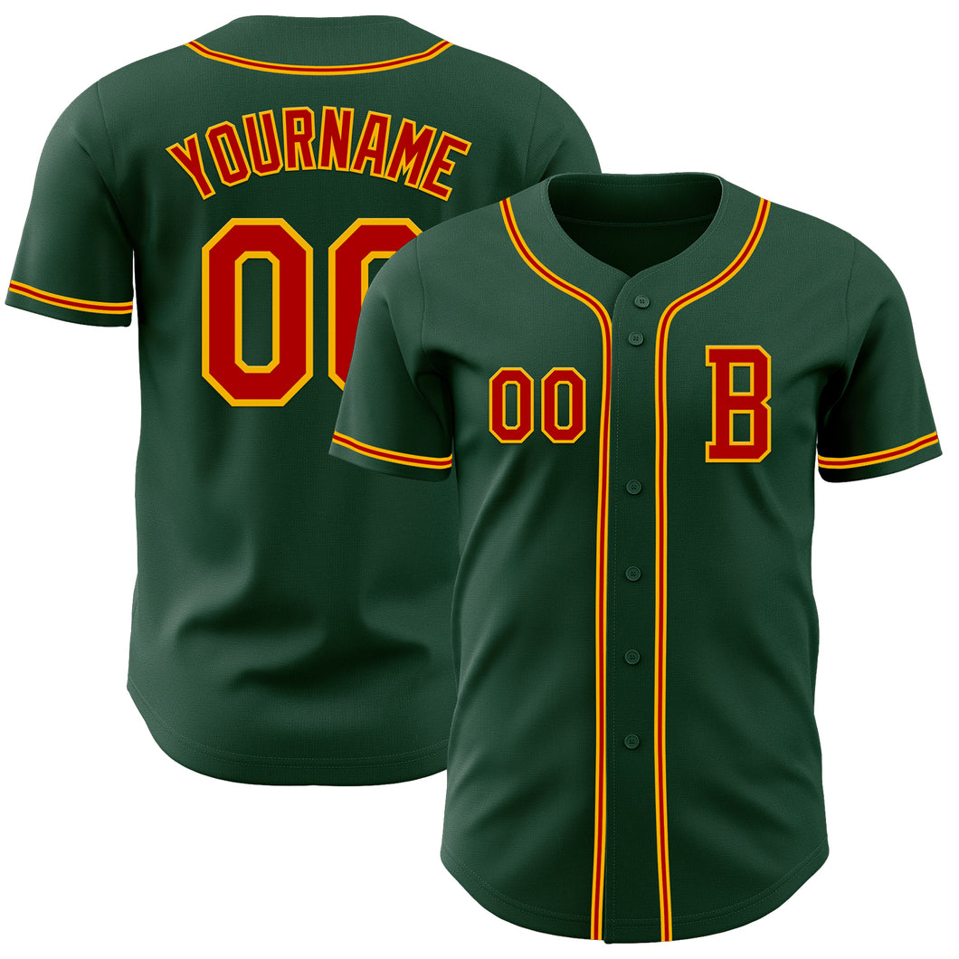 Custom Green Red-Gold Authentic Baseball Jersey