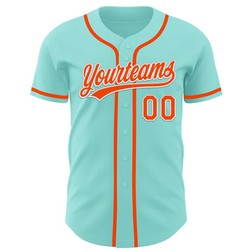 Custom Ice Blue Orange-White Authentic Baseball Jersey