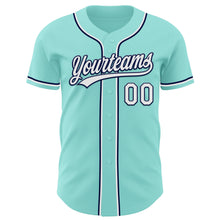 Load image into Gallery viewer, Custom Ice Blue White-Navy Authentic Baseball Jersey
