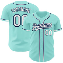 Load image into Gallery viewer, Custom Ice Blue White-Navy Authentic Baseball Jersey
