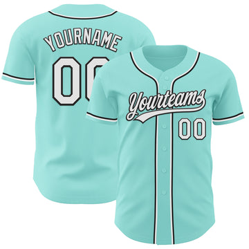 Custom Ice Blue White-Black Authentic Baseball Jersey