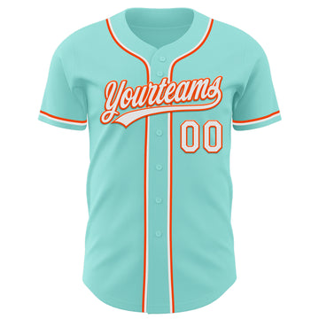 Custom Ice Blue White-Orange Authentic Baseball Jersey