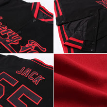 Load image into Gallery viewer, Custom Crimson Old Gold-Black Bomber Full-Snap Varsity Letterman Jacket
