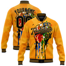 Load image into Gallery viewer, Custom Gold Black-Old Gold Black History Month 3D Pattern Design Bomber Full-Snap Varsity Letterman Jacket
