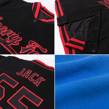 Load image into Gallery viewer, Custom Electric Blue Red-Royal Bomber Full-Snap Varsity Letterman Two Tone Jacket
