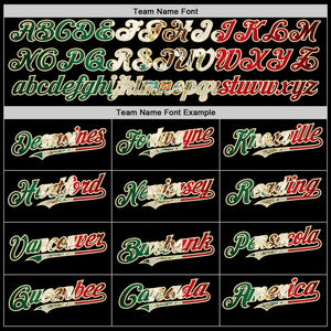 Custom Black Vintage Mexican Flag Kelly Green Red-Cream Bomber Full-Snap Varsity Letterman Two Tone Hoodie Jacket