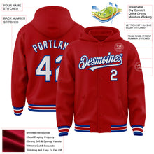 Load image into Gallery viewer, Custom Red White-Royal Bomber Full-Snap Varsity Letterman Hoodie Jacket
