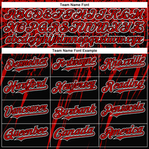 Custom Black Red-White Splash 3D Pattern Design Bomber Full-Snap Varsity Letterman Hoodie Jacket