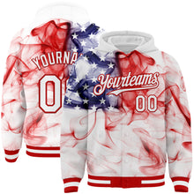 Load image into Gallery viewer, Custom White Red-Royal American Flag Fashion 3D Bomber Full-Snap Varsity Letterman Hoodie Jacket
